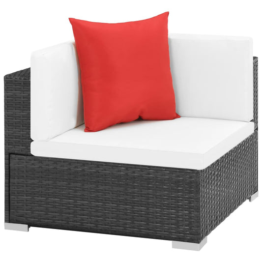Set Divani da Giardino 7 pz con Cuscini in Polyrattan Nero - homemem39