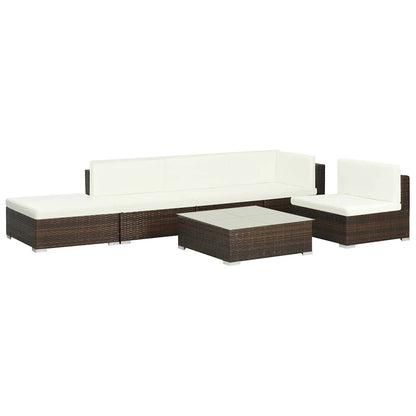 Set Divani da Giardino 6 pz con Cuscini in Polyrattan Marrone | homemem39