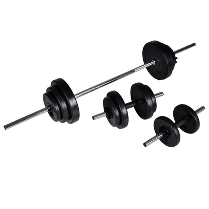 Panca da Palestra con Bilanciere e Set di Manubri 30,5 kg | homemem39