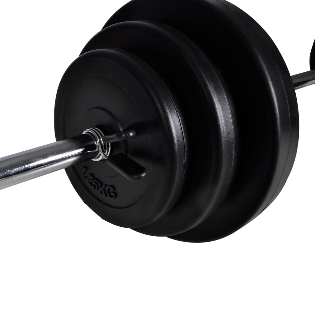 Panca da Palestra con Bilanciere e Set di Manubri 30,5 kg | homemem39