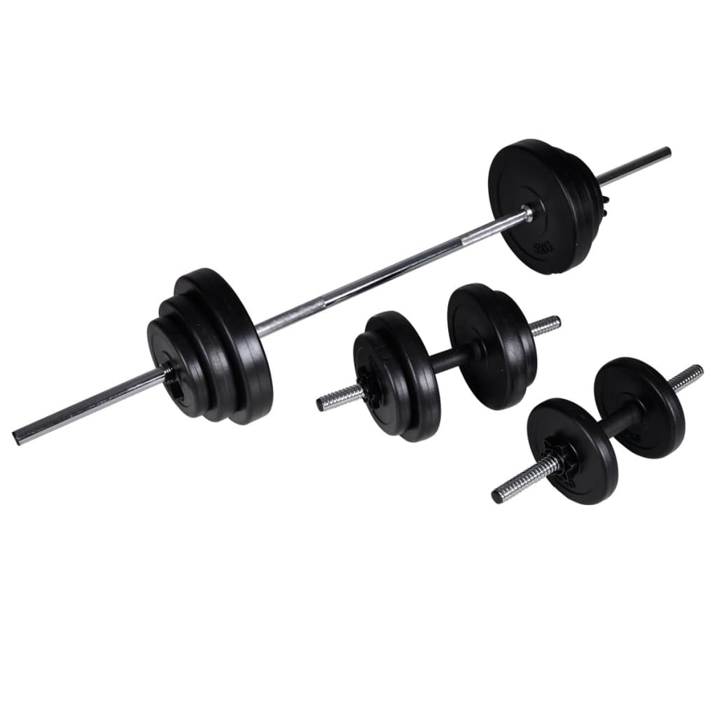 Panca da Palestra con Bilanciere e Set di Manubri 30,5 kg | homemem39