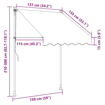 Tenda da Sole Retrattile Manuale 150 cm Crema - homemem39
