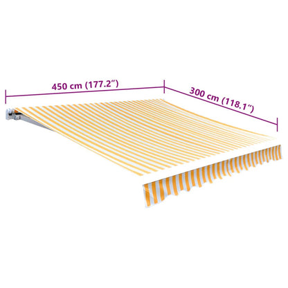 Tendone Parasole in Tela Arancione e Bianco 450x300 cm - homemem39