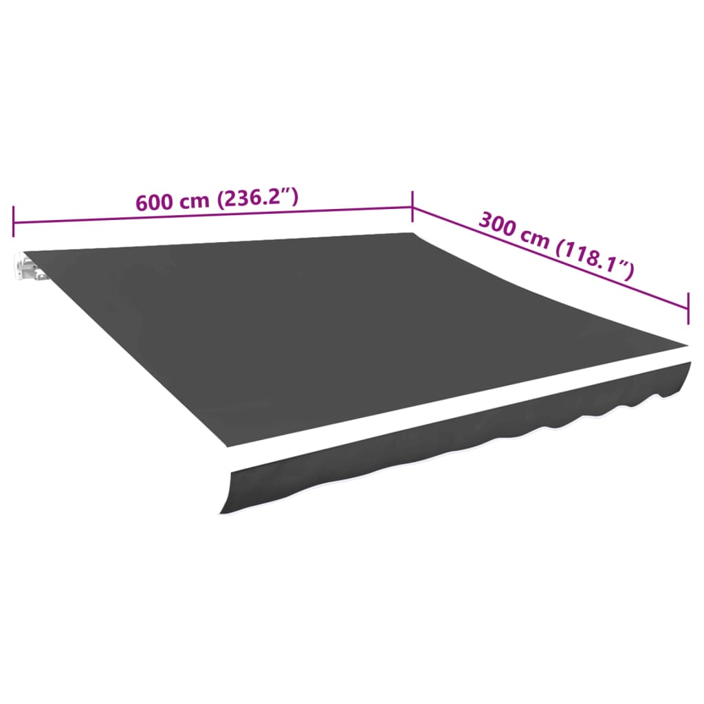 Tessuto di Ricambio per Tenda da Sole Grigio 6x3 m Poliestere | homemem39