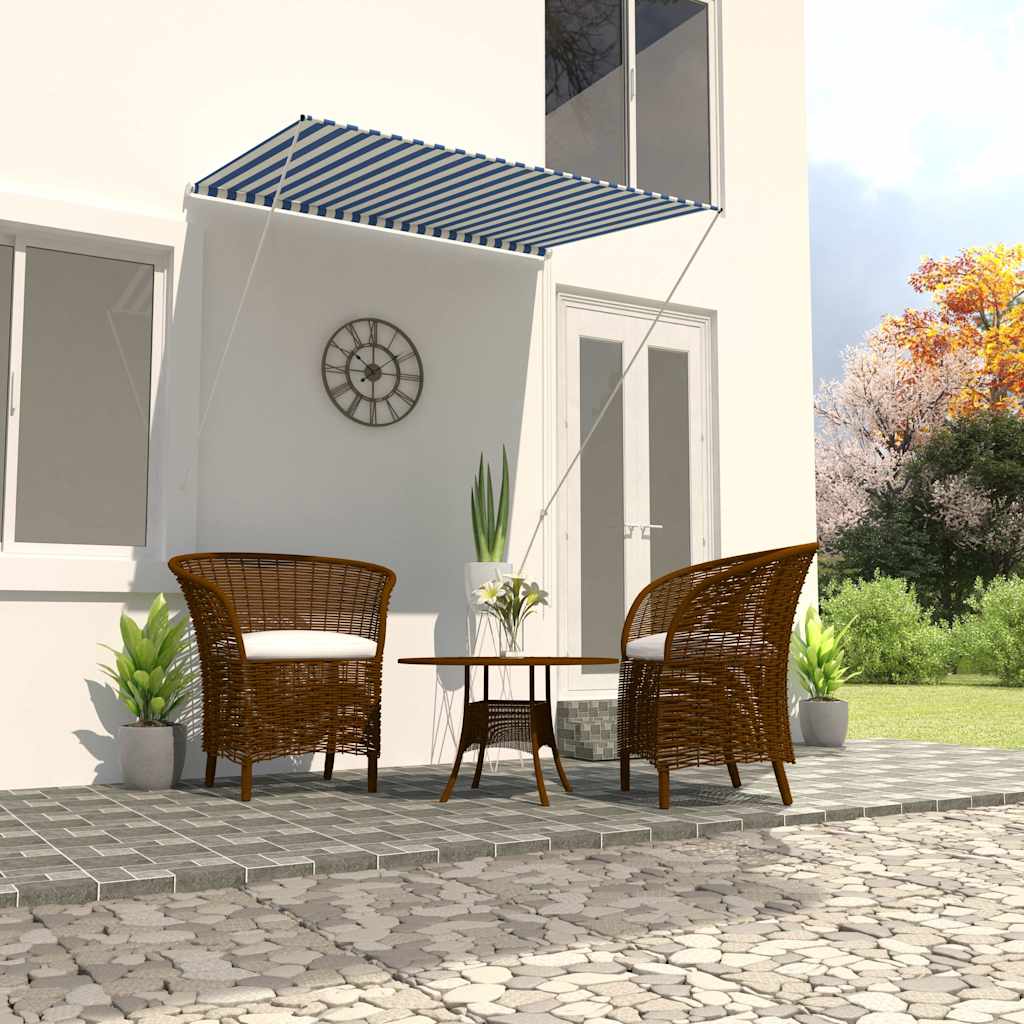 Tenda da Sole Retrattile 150x150 cm Blu e Bianco | homemem39