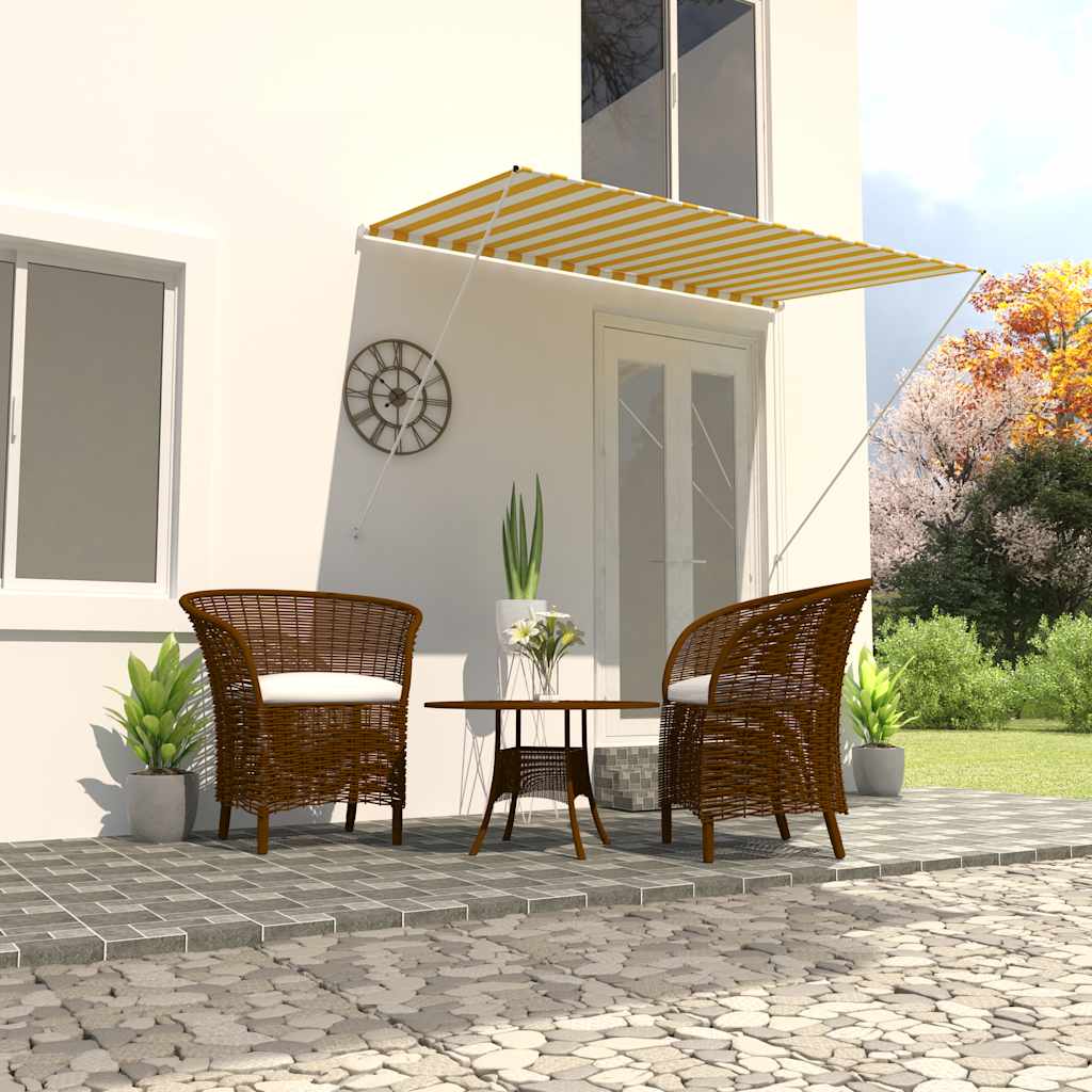 Tenda da Sole Retrattile 200x150 cm Giallo e Bianco - homemem39