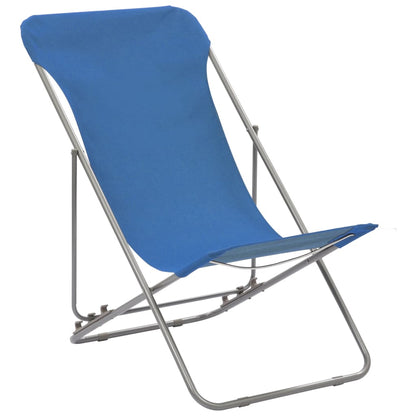 Sedie da Spiaggia Pieghevoli 2 pz Acciaio e Tessuto Oxford Blu | homemem39
