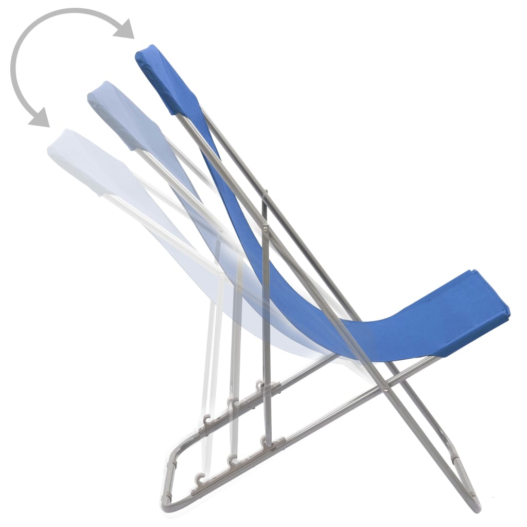 Sedie da Spiaggia Pieghevoli 2 pz Acciaio e Tessuto Oxford Blu | homemem39