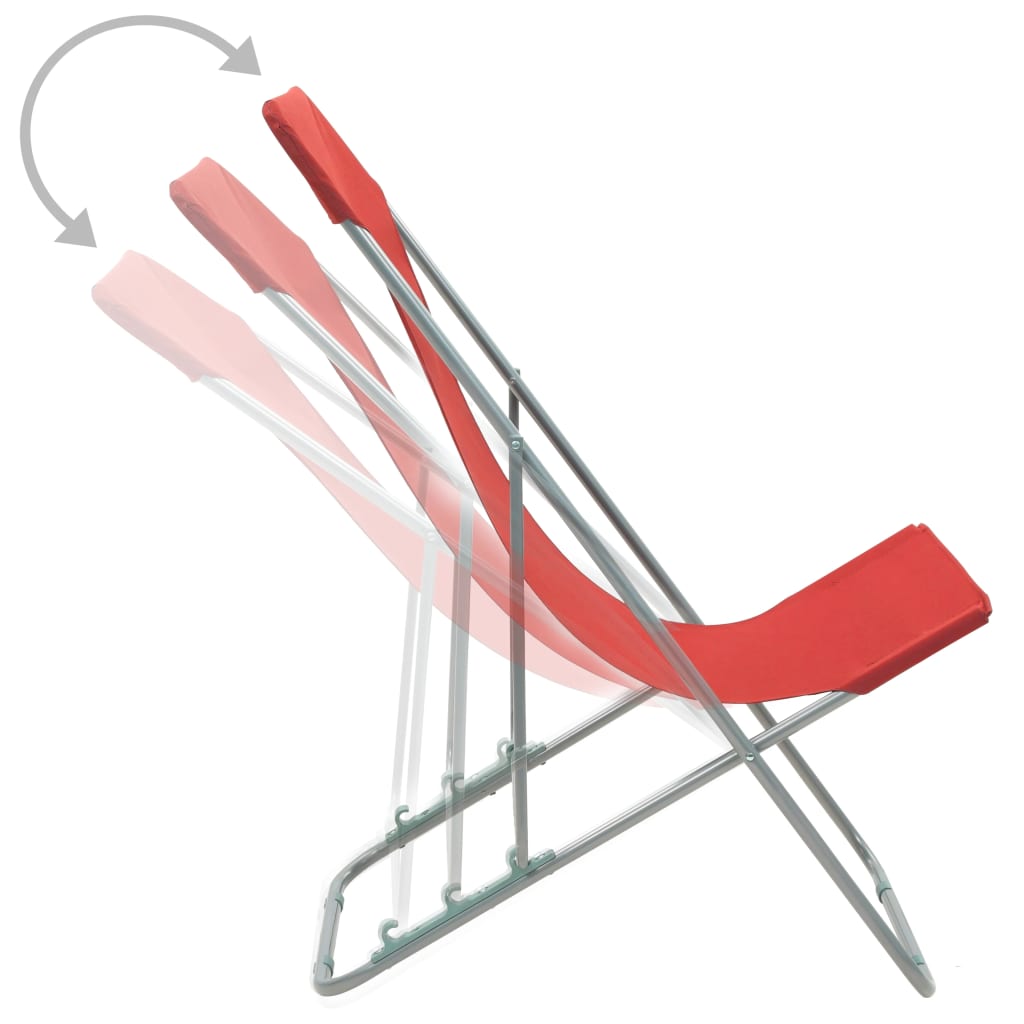 Sedia da Spiaggia Pieghevole 2 pz Acciaio Tessuto Oxford Rosso | homemem39