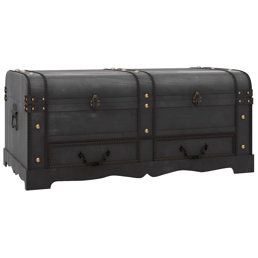 Baule del Tesoro in Legno Nero 90x51x42 cm | homemem39