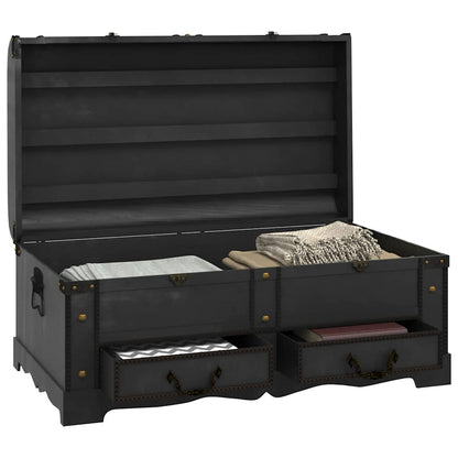 Baule del Tesoro in Legno Nero 90x51x42 cm | homemem39