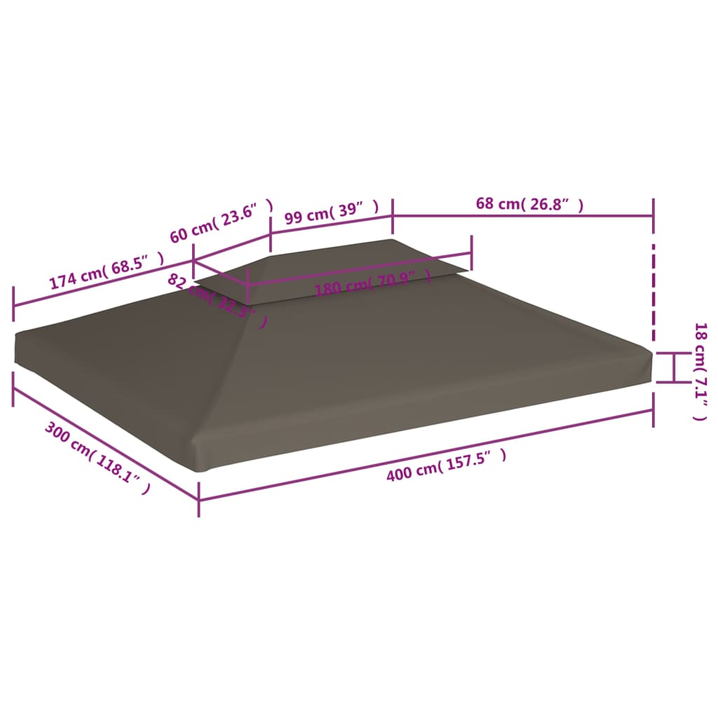 Copertura Superiore per Gazebo a 2 Strati 310g/m² 4x3m Talpa | homemem39