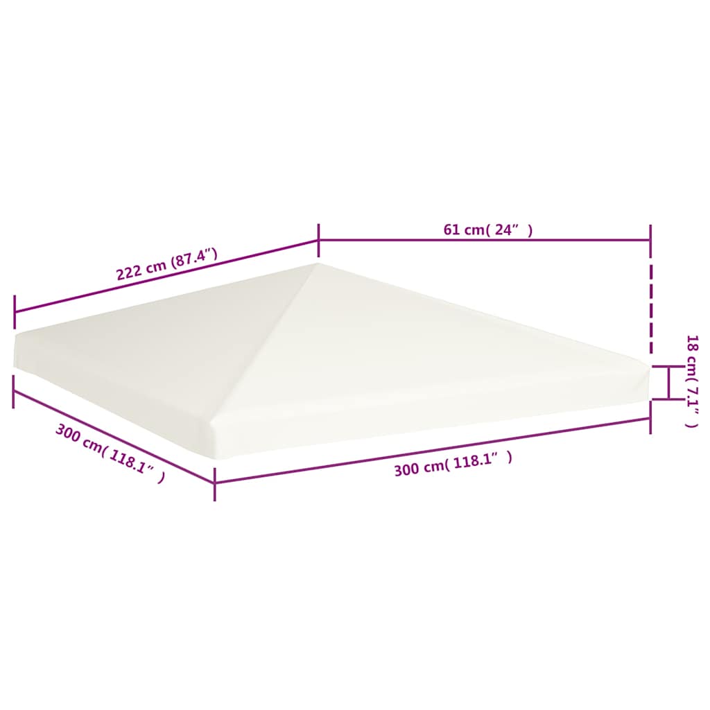 Copertura Superiore per Gazebo 310 g/m² 3x3 m Bianco Crema - homemem39