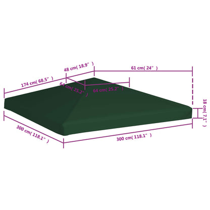 Copertura Superiore per Gazebo 310 g/m² 3x3 m Verde