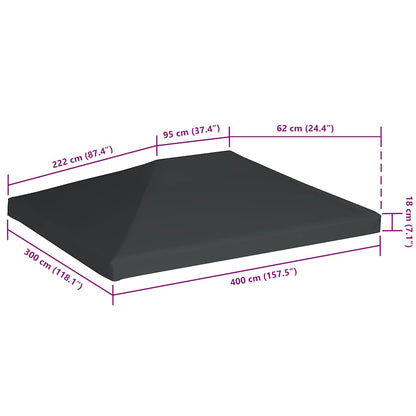 Copertura Superiore per Gazebo 310 g/m² 4x3m Grigia | homemem39