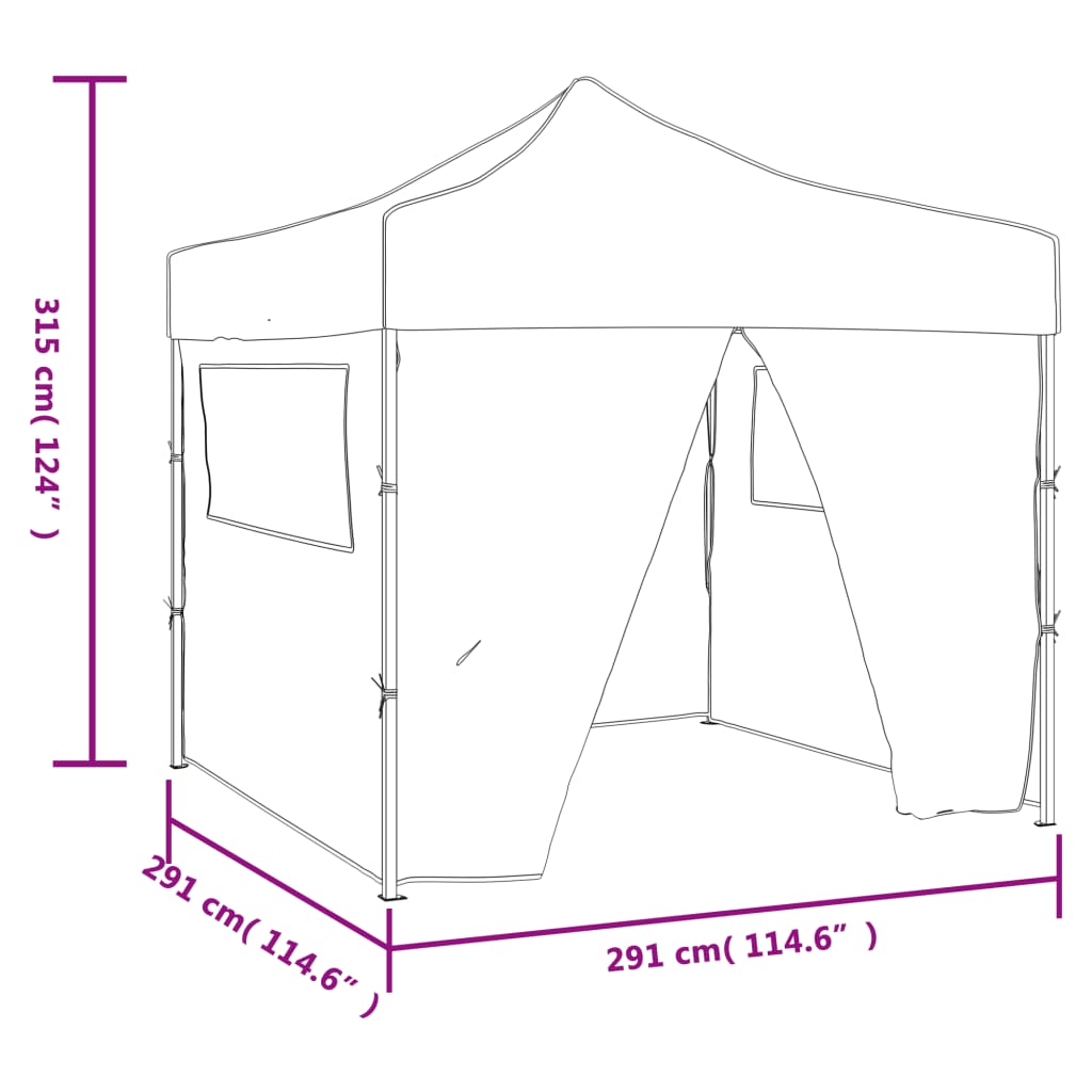 Tendone per Feste Pieghevole Pop-Up con 4 Pareti 3x3m Antracite | homemem39