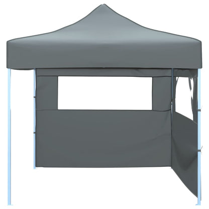 Tendone per Feste Pieghevole Pop-Up con 2 Pareti 3x3m Antracite
