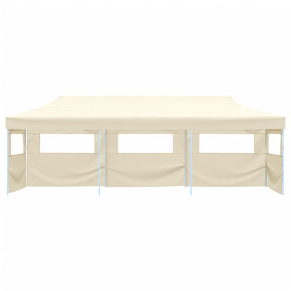Tenda Pieghevole Pop-Up con 5 Pareti Laterali 3x9 m Crema