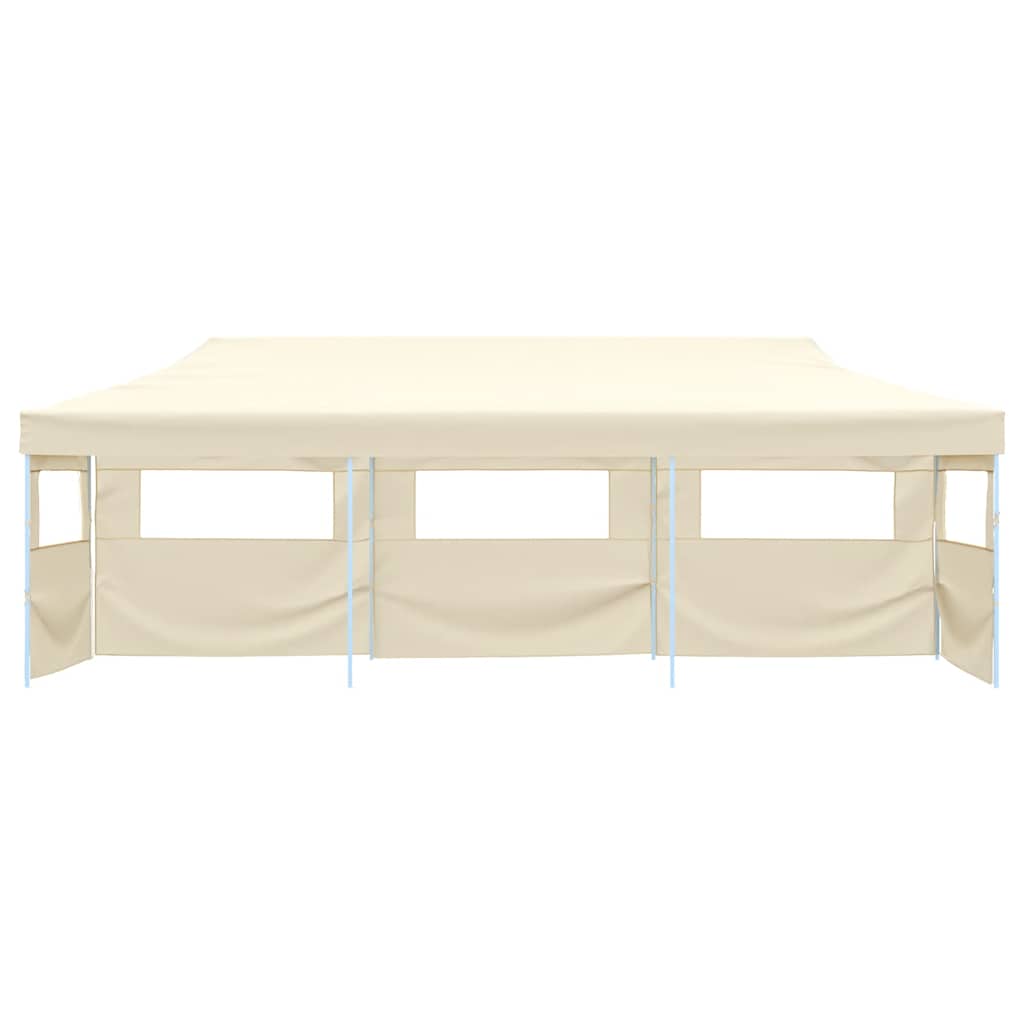 Tenda Pieghevole Pop-Up con 5 Pareti Laterali 3x9 m Crema