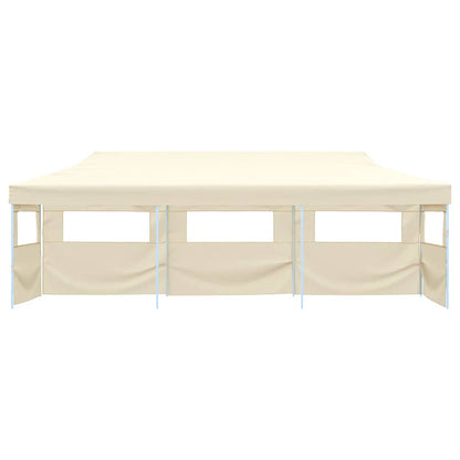 Tenda Pieghevole Pop-Up con 5 Pareti Laterali 3x9 m Crema