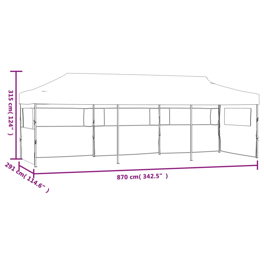 Tenda Pieghevole Pop-Up con 5 Pareti Laterali 3x9 m Crema - homemem39