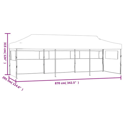 Tenda Pieghevole Pop-Up con 5 Pareti Laterali 3x9 m Crema