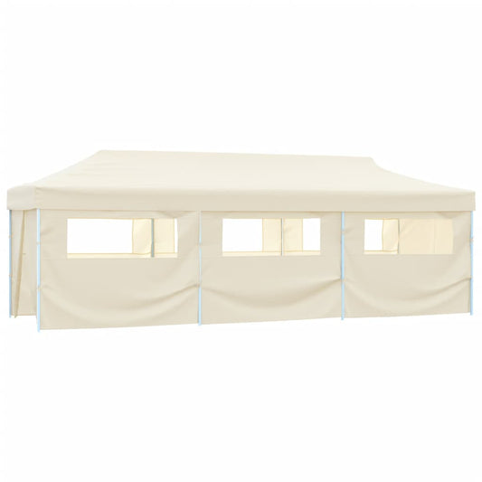 Tenda Pieghevole Pop-Up con 8 Pareti Laterali 870x291x315 cm Crema - homemem39