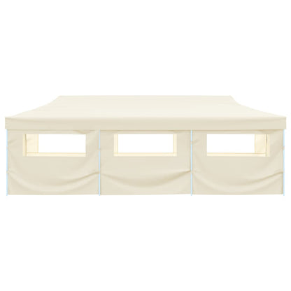 Tenda Pieghevole Pop-Up con 8 Pareti Laterali 870x291x315 cm Crema - homemem39