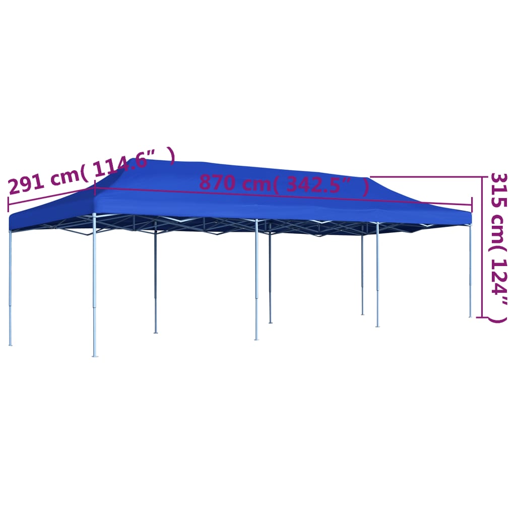 Gazebo Pieghevole Pop-Up 3x9 m Blu | homemem39