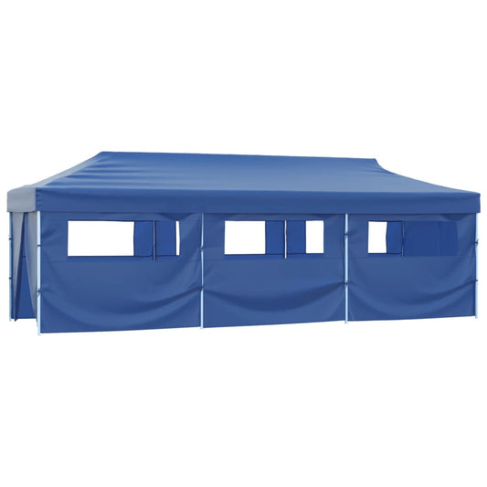 Tenda Pieghevole Pop-Up con 8 Pareti Laterali 870x291x315cm Blu