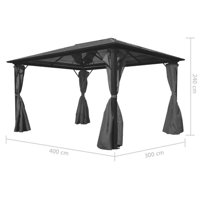 Gazebo con Tenda Antracite in Alluminio 400x300 cm - homemem39