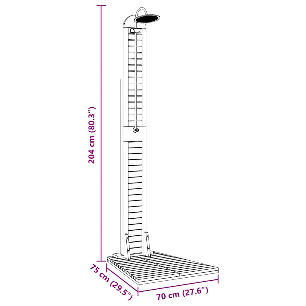 Doccia da Giardino in Legno Massello di Teak 70x75x204cm - homemem39