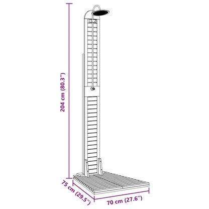 Doccia da Giardino in Legno Massello di Teak 70x75x204cm - homemem39