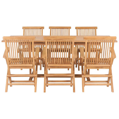 Set da Pranzo per Esterni 7 pz 150-200x100x75 cm Teak Massello
