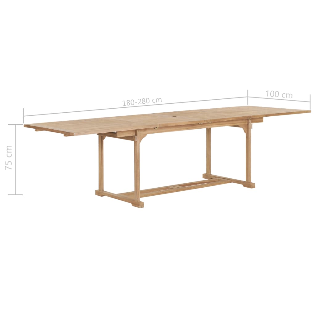 Tavolo da Giardino Allungabile 180-280x100x75 cm in Teak | homemem39