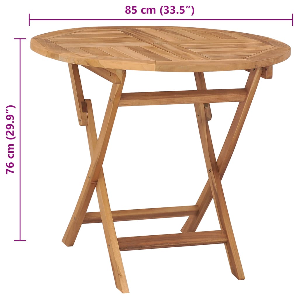 Tavolo da Giardino Pieghevole 85x76cm in Legno Massello di Teak - homemem39