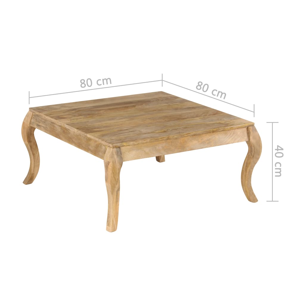 Tavolino da Salotto in Legno Massello di Mango 80x80x40cm | homemem39