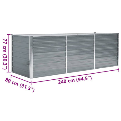 Letto Rialzato da Giardino Acciaio Zincato 240x80x77 cm Grigio | homemem39