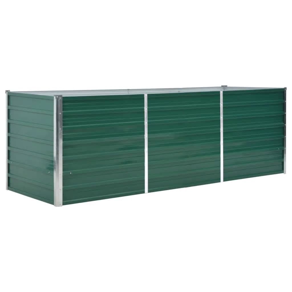 Raised Garden Bed in Galvanized Steel 240x80x77 cm Green