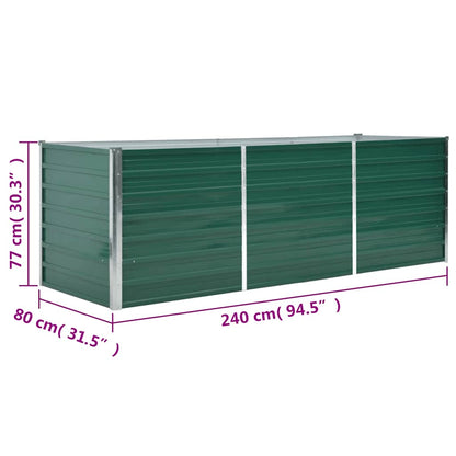 Letto Rialzato Giardino in Acciaio Zincato 240x80x77 cm Verde | homemem39