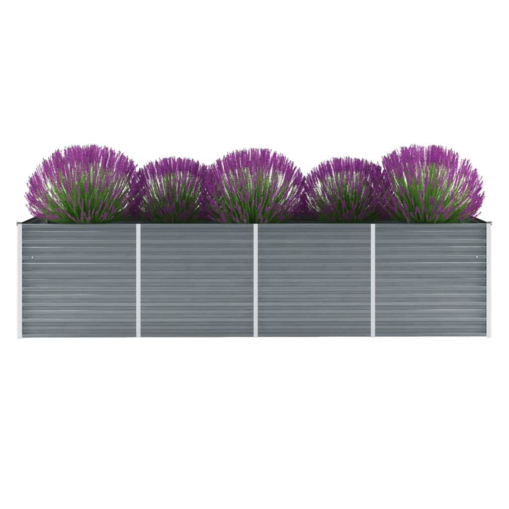 Letto Rialzato Giardino in Acciaio Zincato 320x80x77 cm Grigio | homemem39