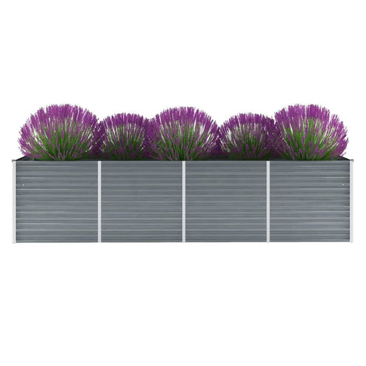 Letto Rialzato Giardino in Acciaio Zincato 320x80x77 cm Grigio | homemem39
