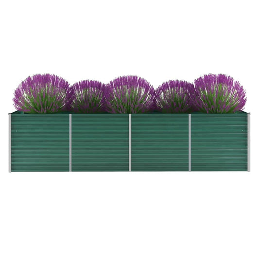 Raised Garden Bed in Galvanized Steel 320x80x77 cm Green