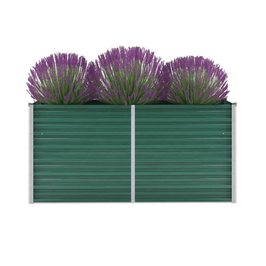 Raised Garden Bed in Galvanized Steel 160x40x77 cm Green