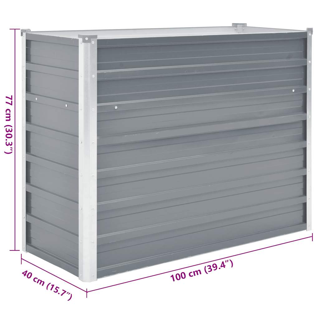 Letto Rialzato Giardino in Acciaio Zincato 100x40x77 cm Grigio | homemem39