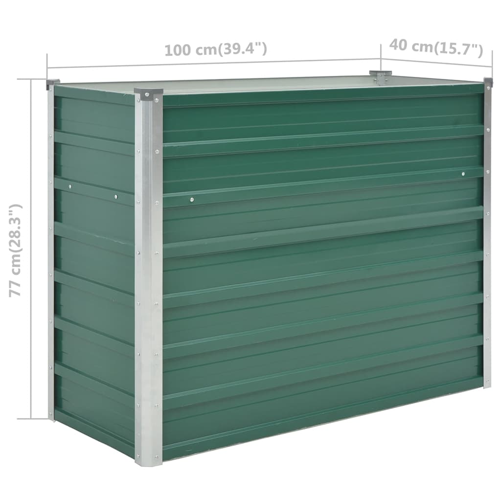 Letto Rialzato Giardino in Acciaio Zincato 100x40x77 cm Verde | homemem39