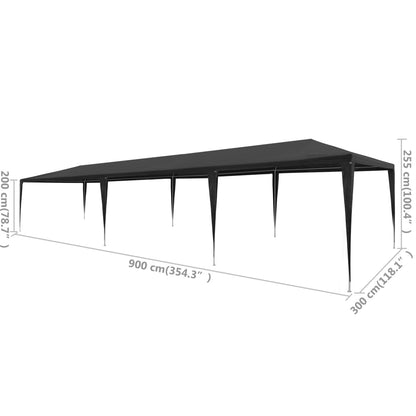 Tenda per Feste 3x9 m in PE Antracite - homemem39