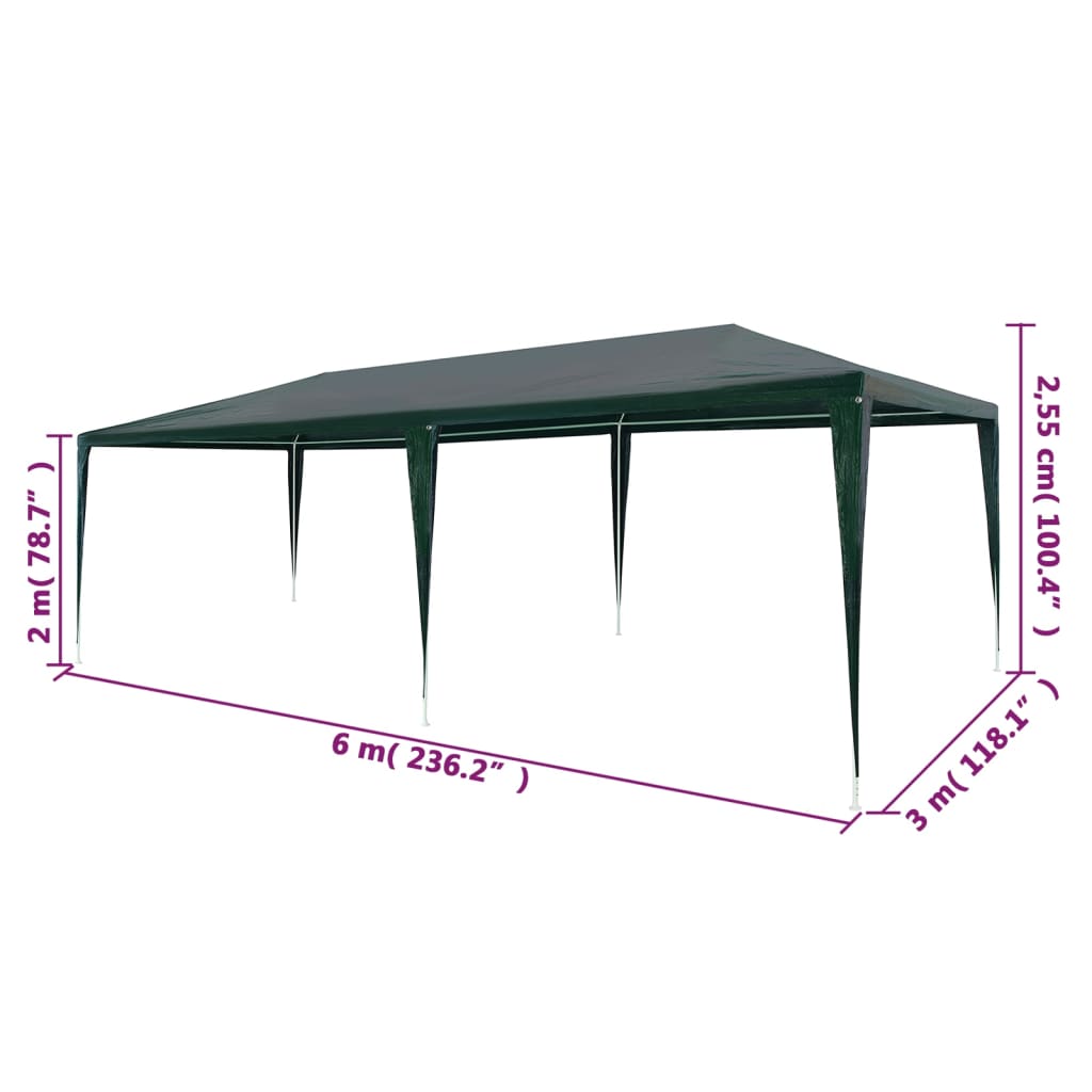 Tenda per Feste 3x6 m in PE Verde | homemem39