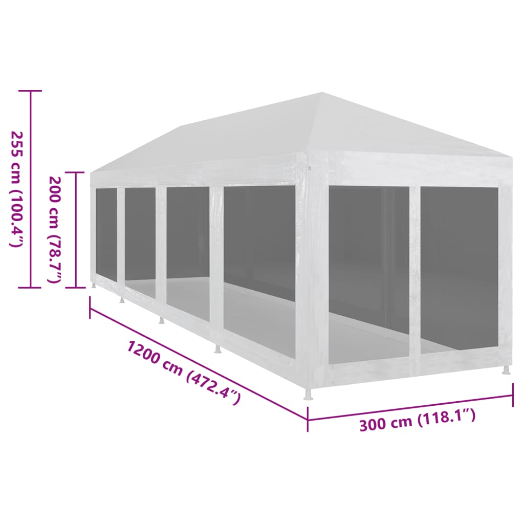 Tenda per Feste con 10 Pareti in Rete 12x3 m - homemem39