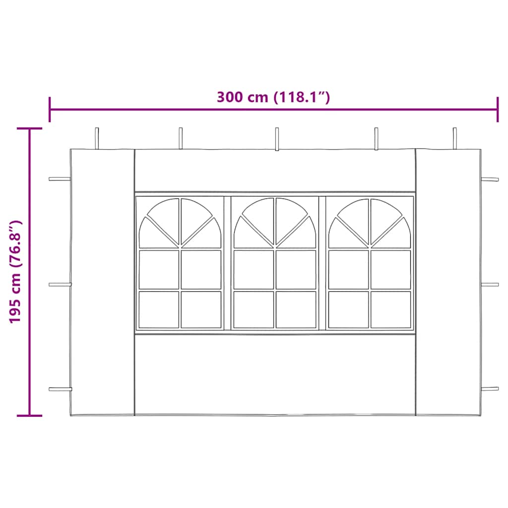 Parete per Tendostruttura 2 pz con Finestra in PE Blu